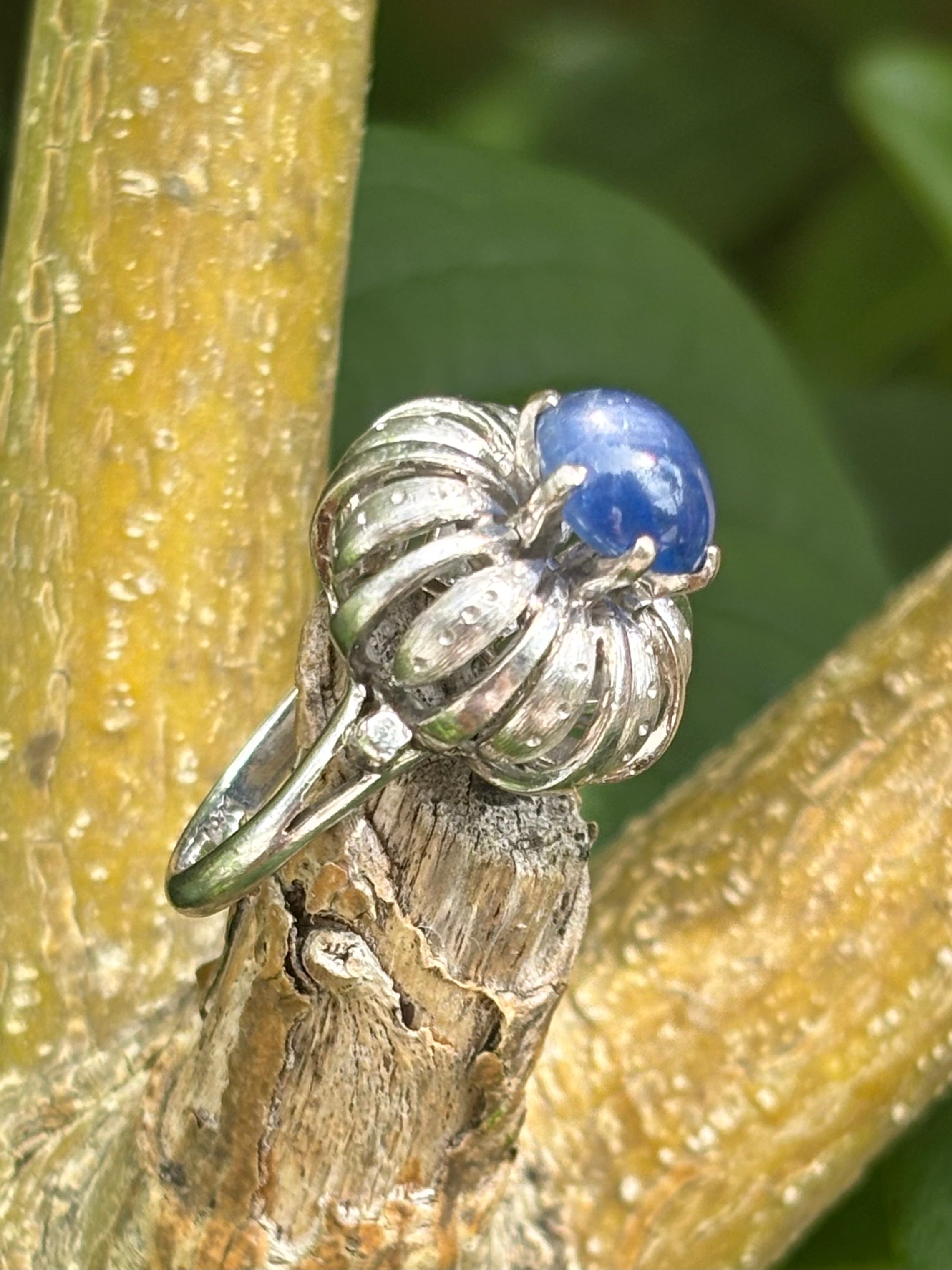 Pre-loved 3.44ct Cabochon Star Sapphire 14ct White Gold Ring