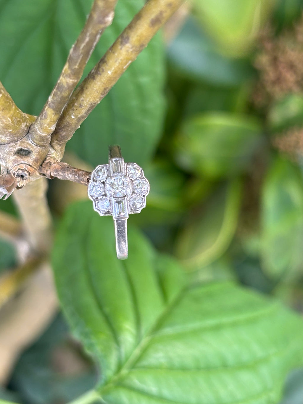 Vintage Platinum Diamond Cluster Ring