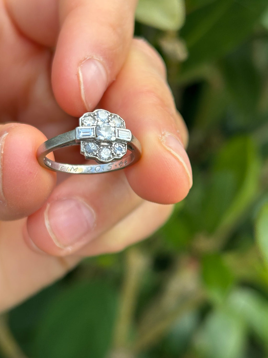Vintage Platinum Diamond Cluster Ring