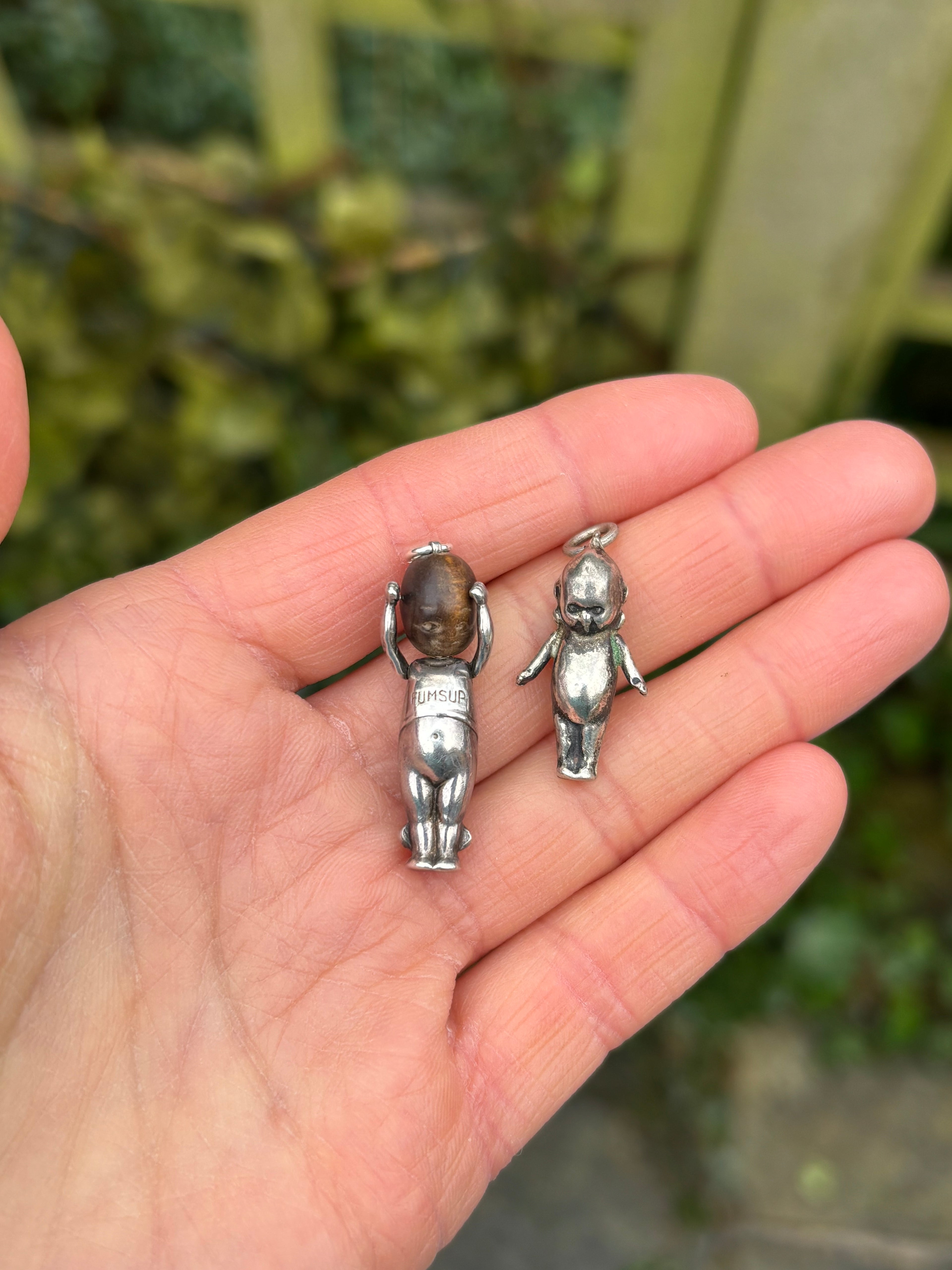 Antique Kewpie Fumsup Silver Charms
