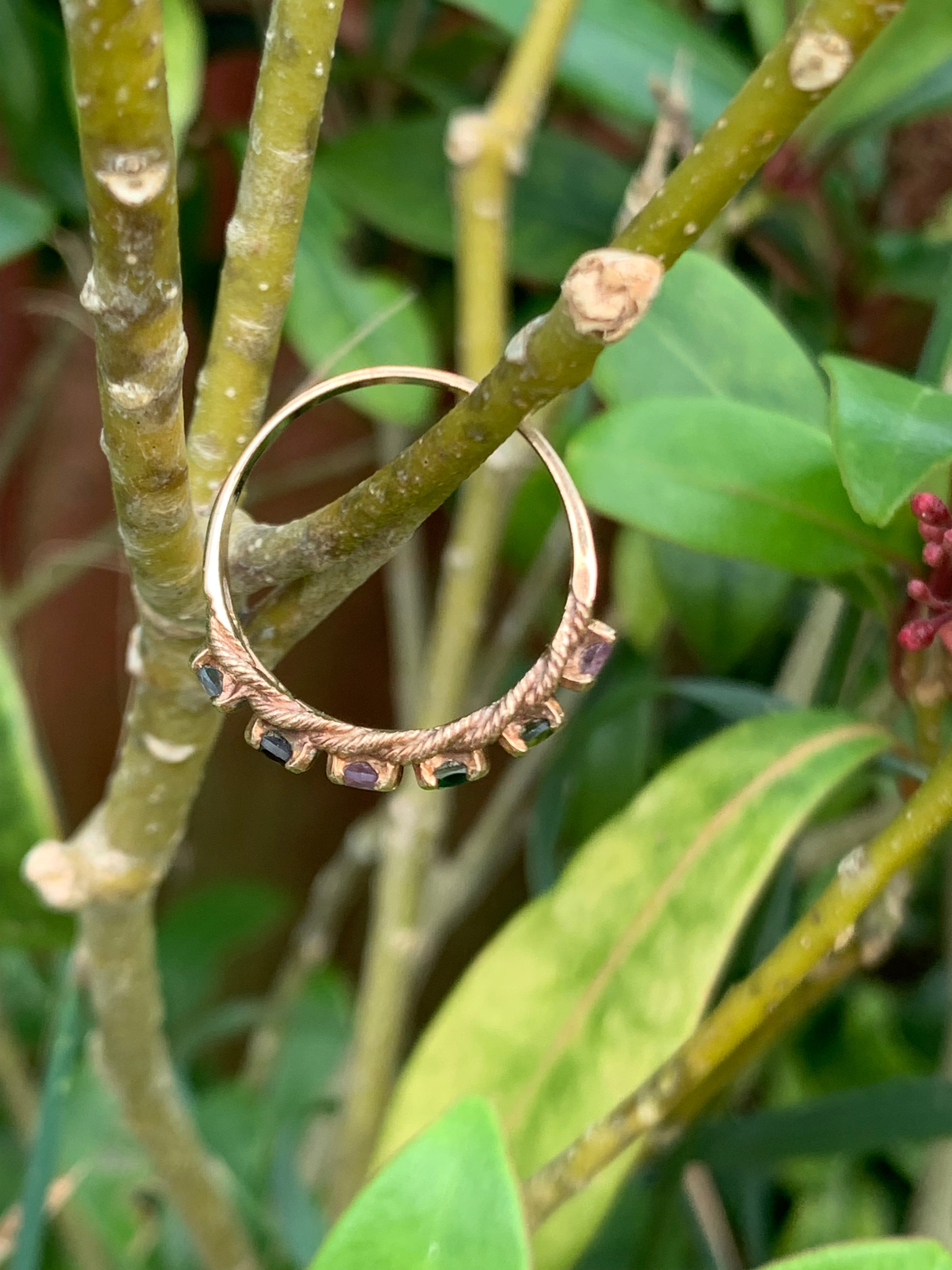 Fabulous 9ct gold semi-precious multi gemstone half eternity ring