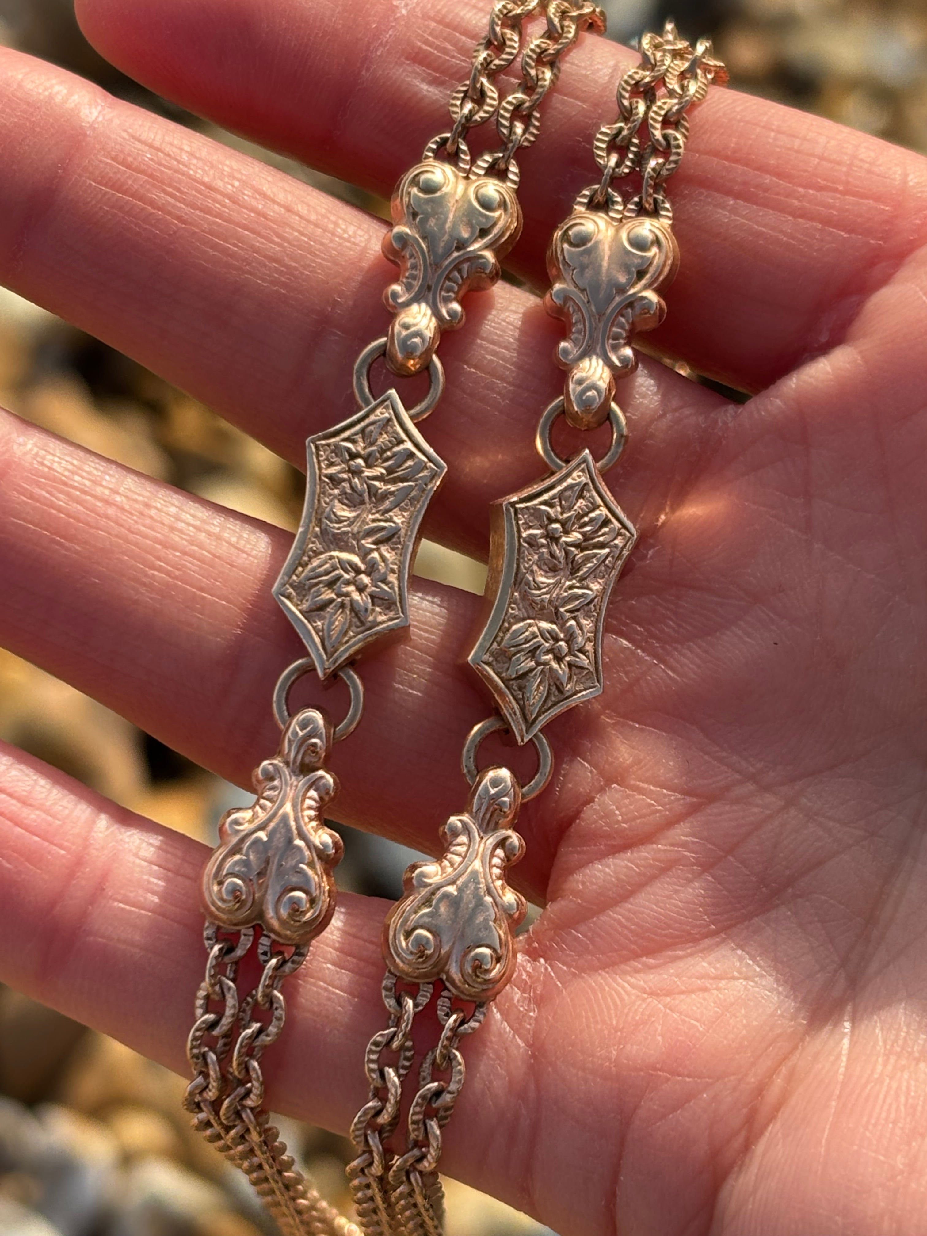 Rare Longuard Solid 9ct Gold Albertina Tassel Necklace