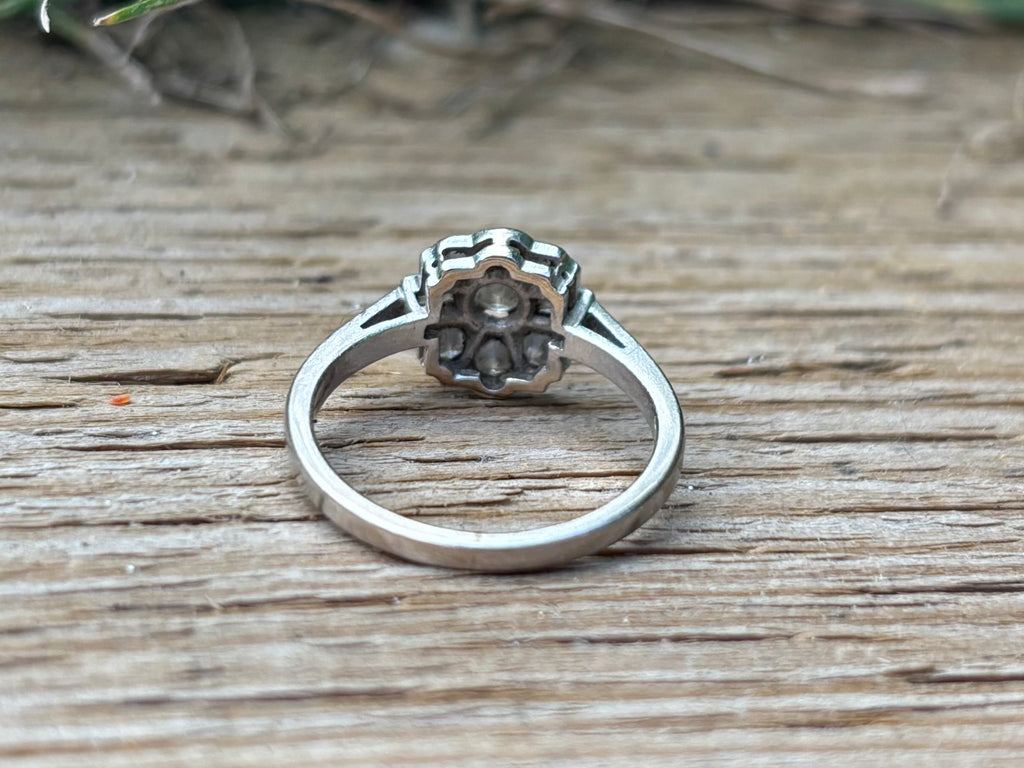 Vintage Platinum Diamond Cluster Ring