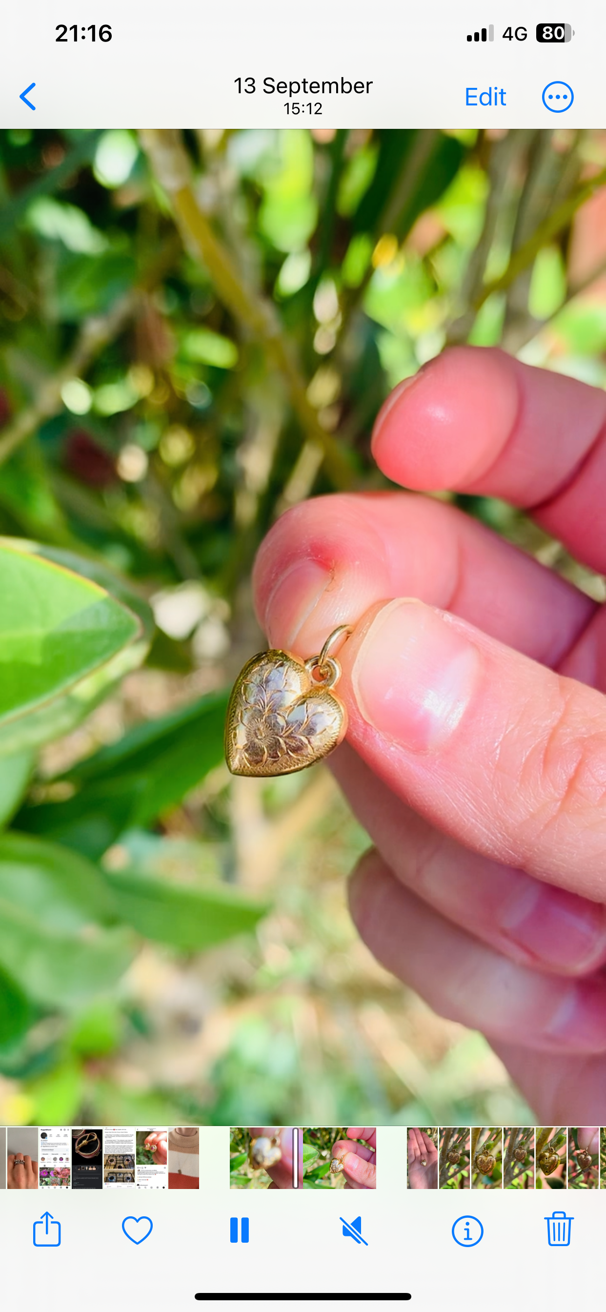 Sweet Vintage 9ct Gold Egraved Puffy Dainty Heart Charm