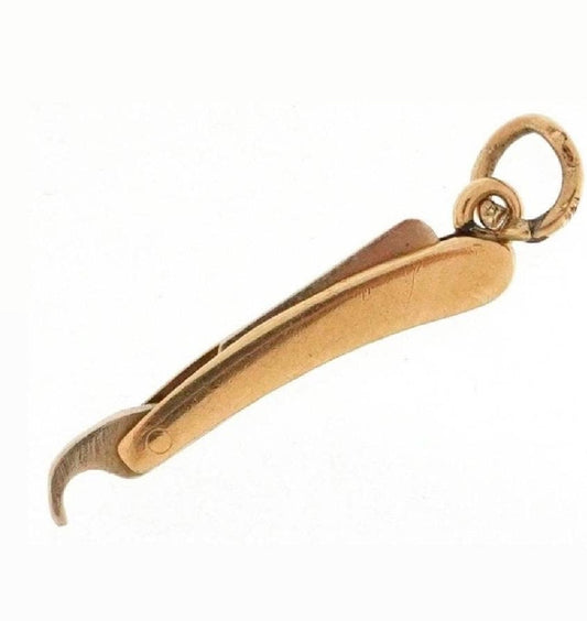 Vintage 9ct gold Cut Throat Razor Charm