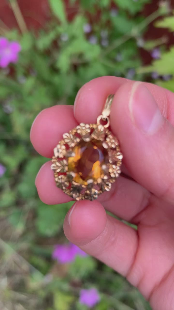 Rare Magnificent Extremely Intricate Quality Citrine set in 9ct Gold Pendant