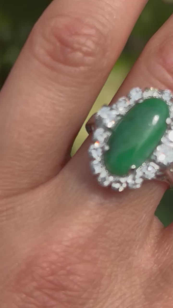 Pre-loved 1ct Diamond & 10ct Jade set in 14ct White Gold Ring