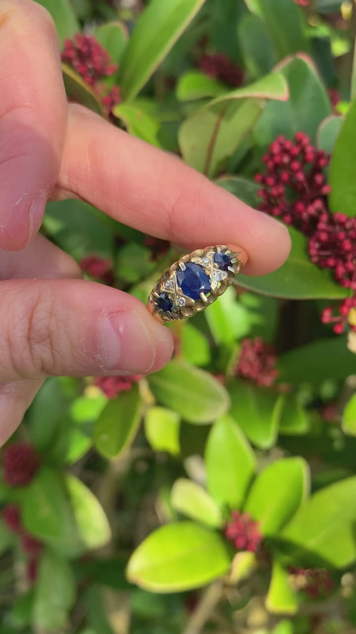 Vintage Sapphire & Diamond 18ct Gold Ring