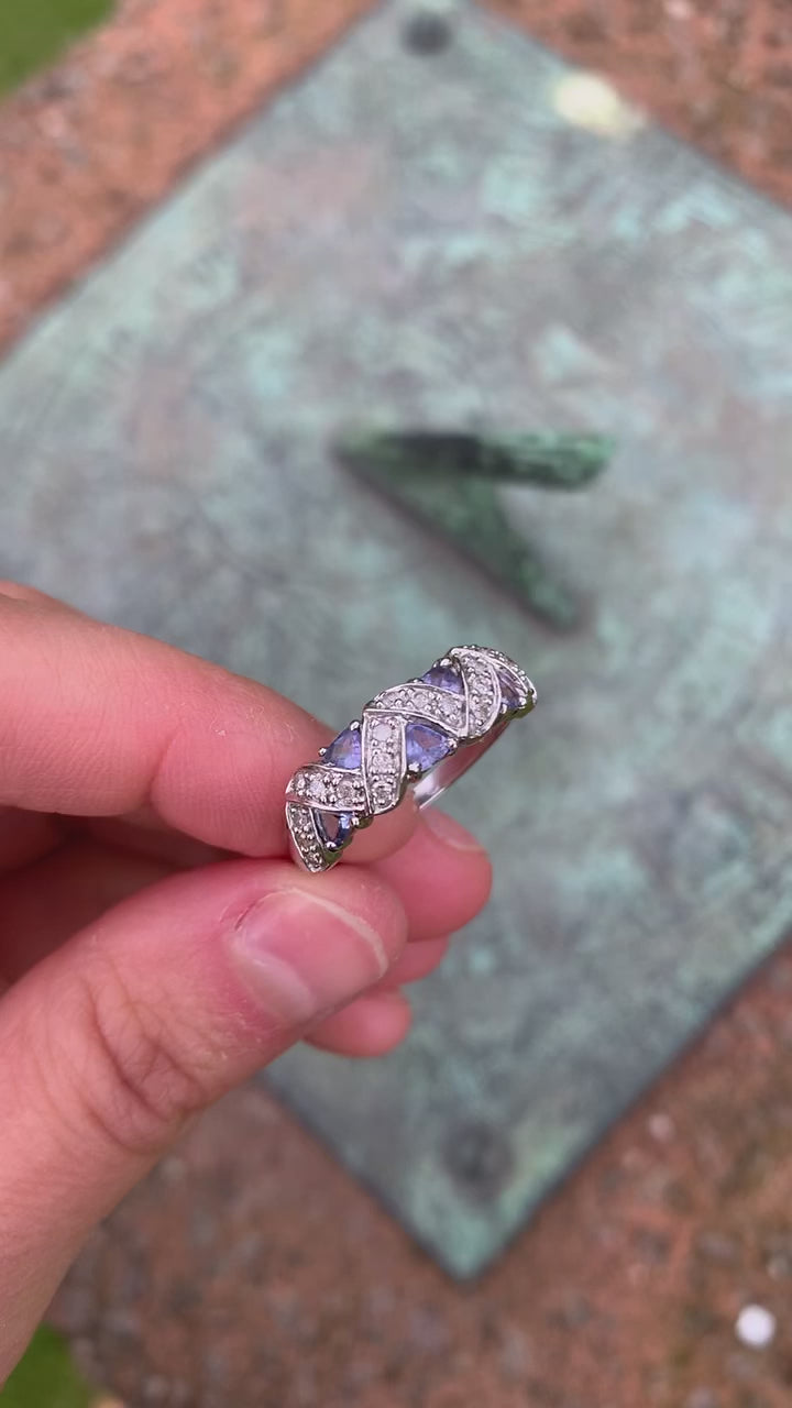 Pre-loved Tanzanite & Diamond 9ct White Gold Ring