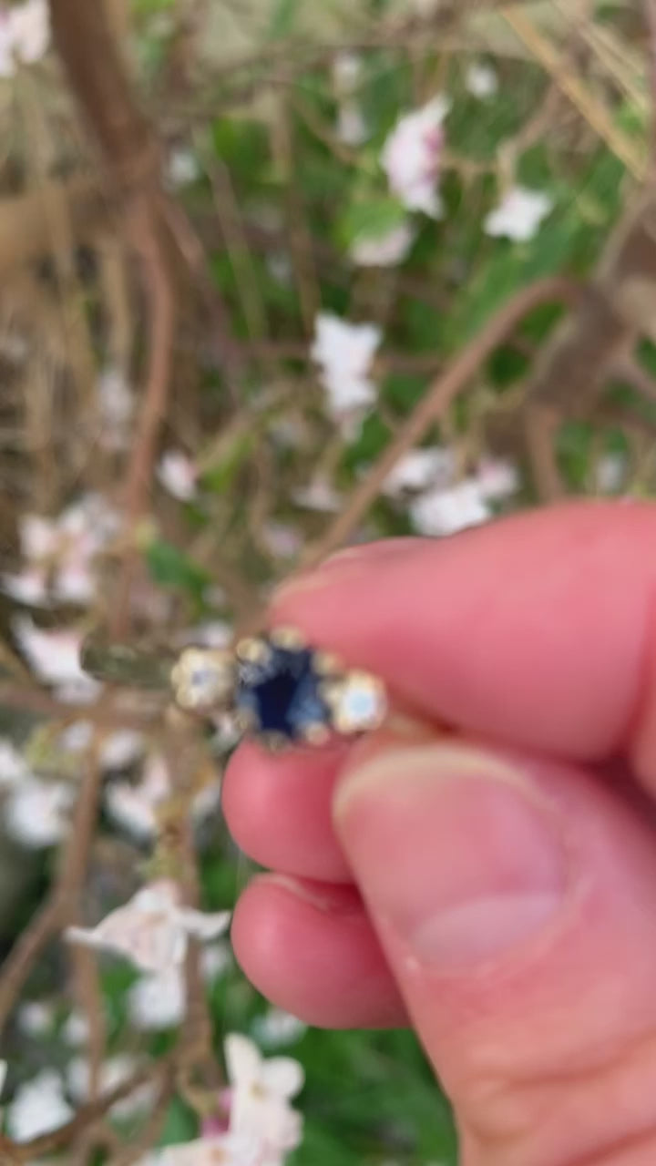 Vintage Sapphire and Diamond 9ct Gold Trilogy Ring