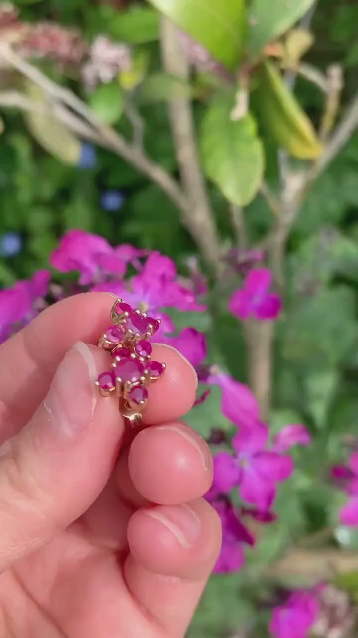 Vintage 1.4ct Ruby 9ct Yellow Gold Stud Earrings