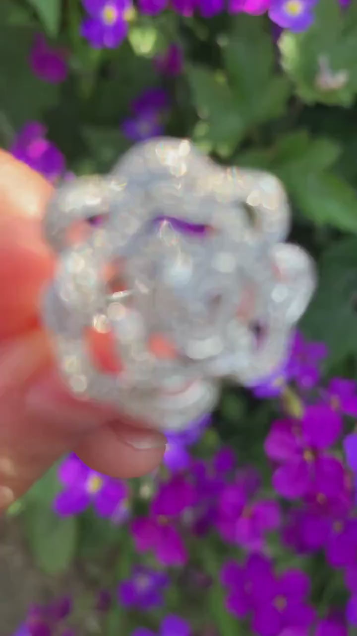 Vintage Diamond Flower Head 9ct White Gold Ring