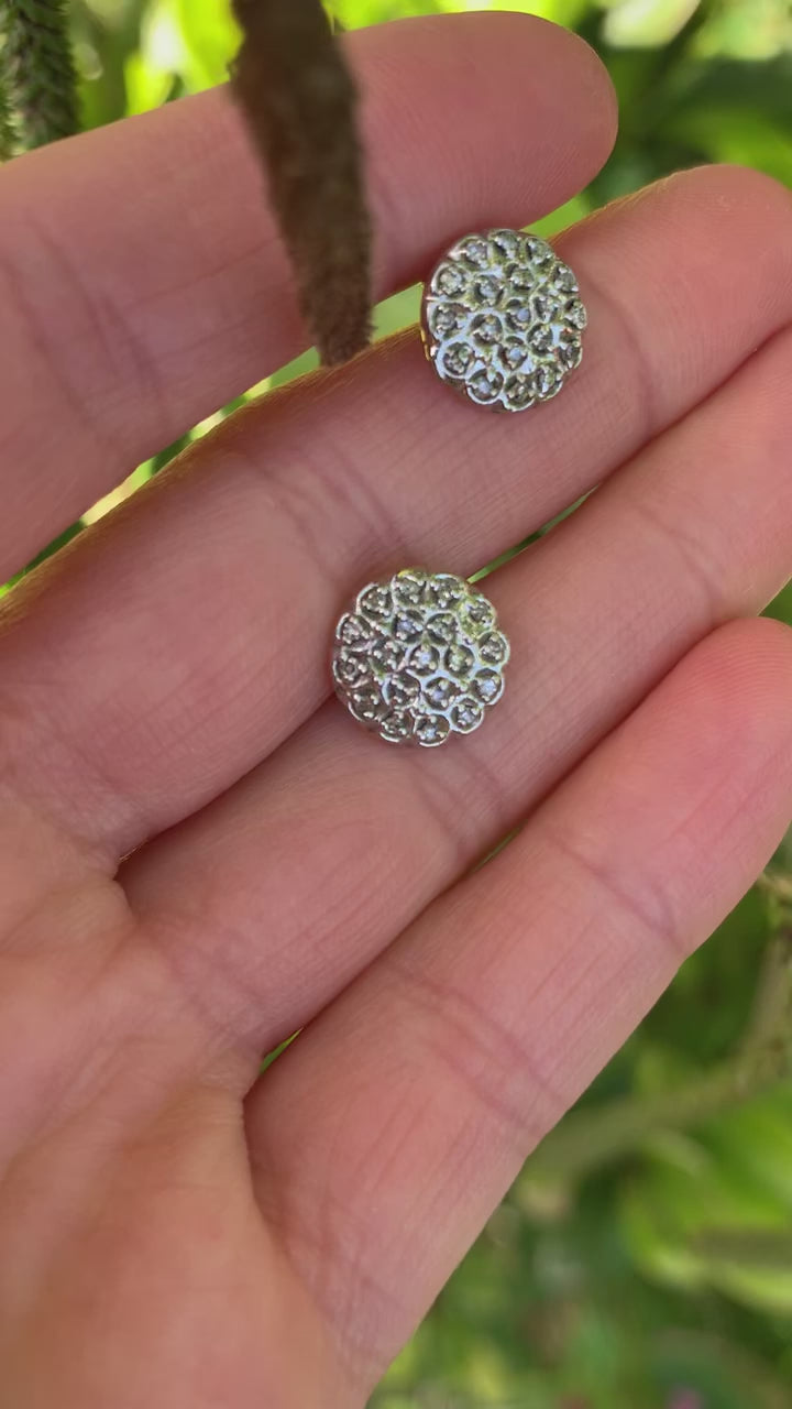 Very Pretty Vintage/Antique Diamond 9ct Gold Stud Earrings