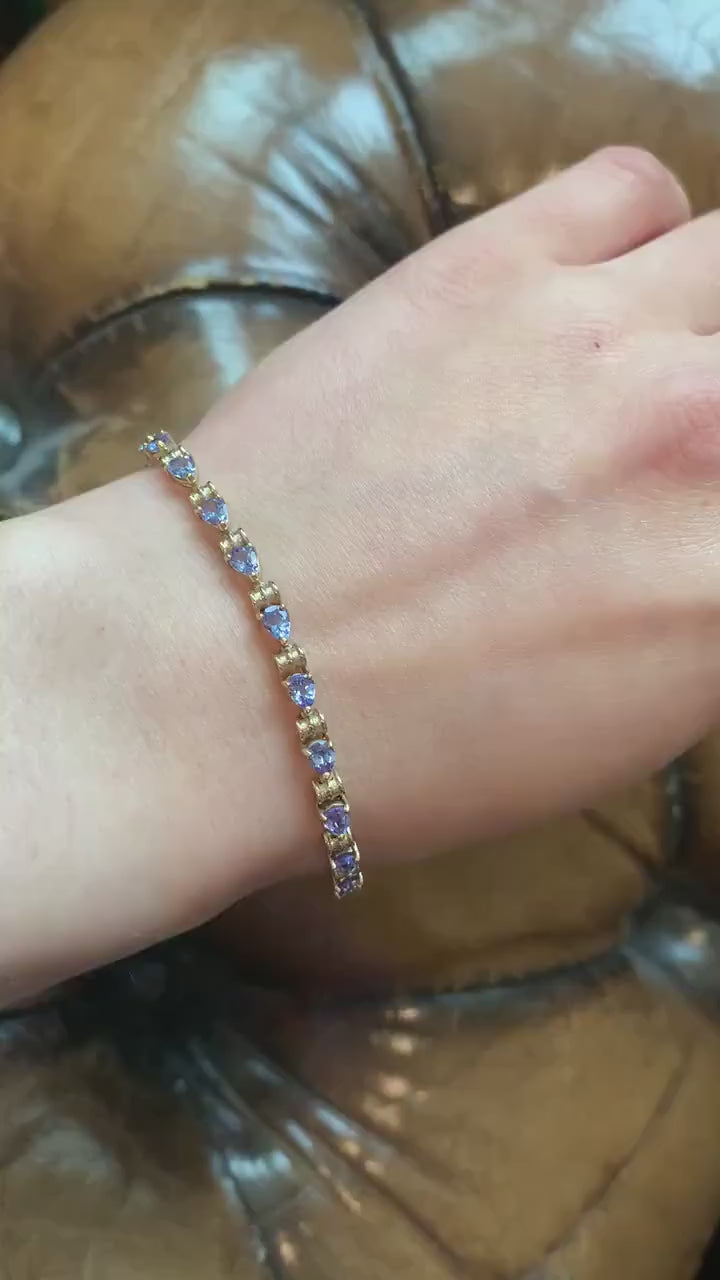 Vintage 4ct Tanzanite set in 10k Yellow Gold Bracelet, 21cm/8.26”