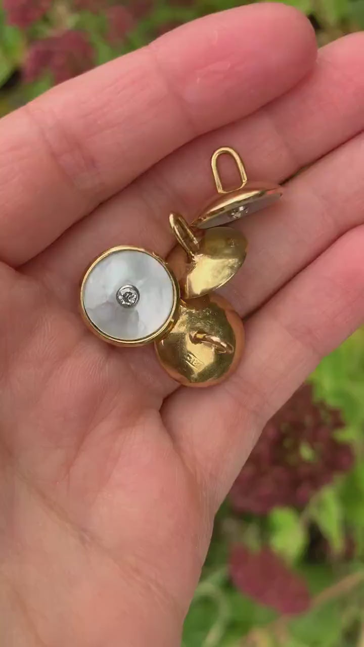 Botones de diamantes en oro amarillo macizo de 18 quilates de segunda mano