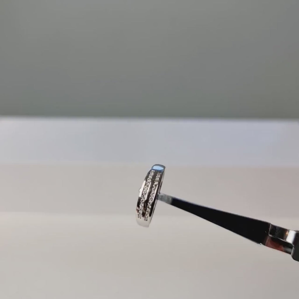 Media Eternidad de Oro Blanco de 18k Doble Hilera aprox. Anillo de boda de diamantes de 0,15 quilates, anillo de compromiso, regalo nupcial, tamaño Reino Unido N, EE.UU. 6 3/4