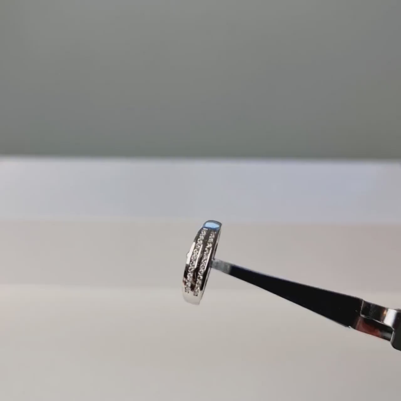 Media Eternidad de Oro Blanco de 18k Doble Hilera aprox. Anillo de boda de diamantes de 0,15 quilates, anillo de compromiso, regalo nupcial, tamaño Reino Unido N, EE.UU. 6 3/4