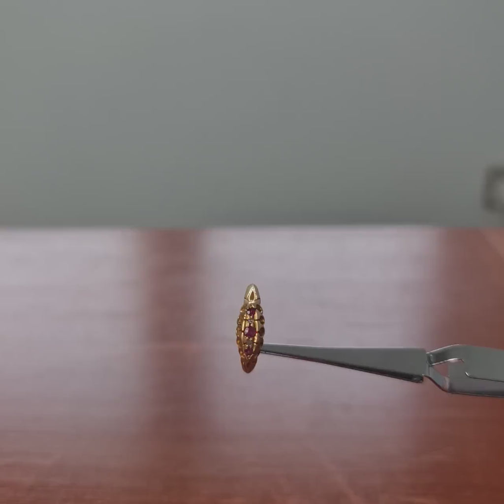 Edwardian 18Ct Yellow Gold Ruby and Rose Cut Diamonds Ring, Size UK N/US 6 3/4