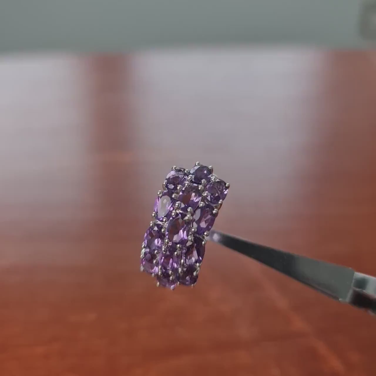 Hermosa amatista Reino Unido tamaño R 1/2,925 anillo de plata de ley, piedra preciosa de amatista ovalada, anillo vintage, anillo de declaración, anillo de cóctel, cumpleaños