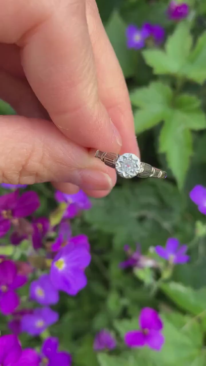 العتيقة منجم قديم قطع الماس سوليتير 9ct خاتم الذهب