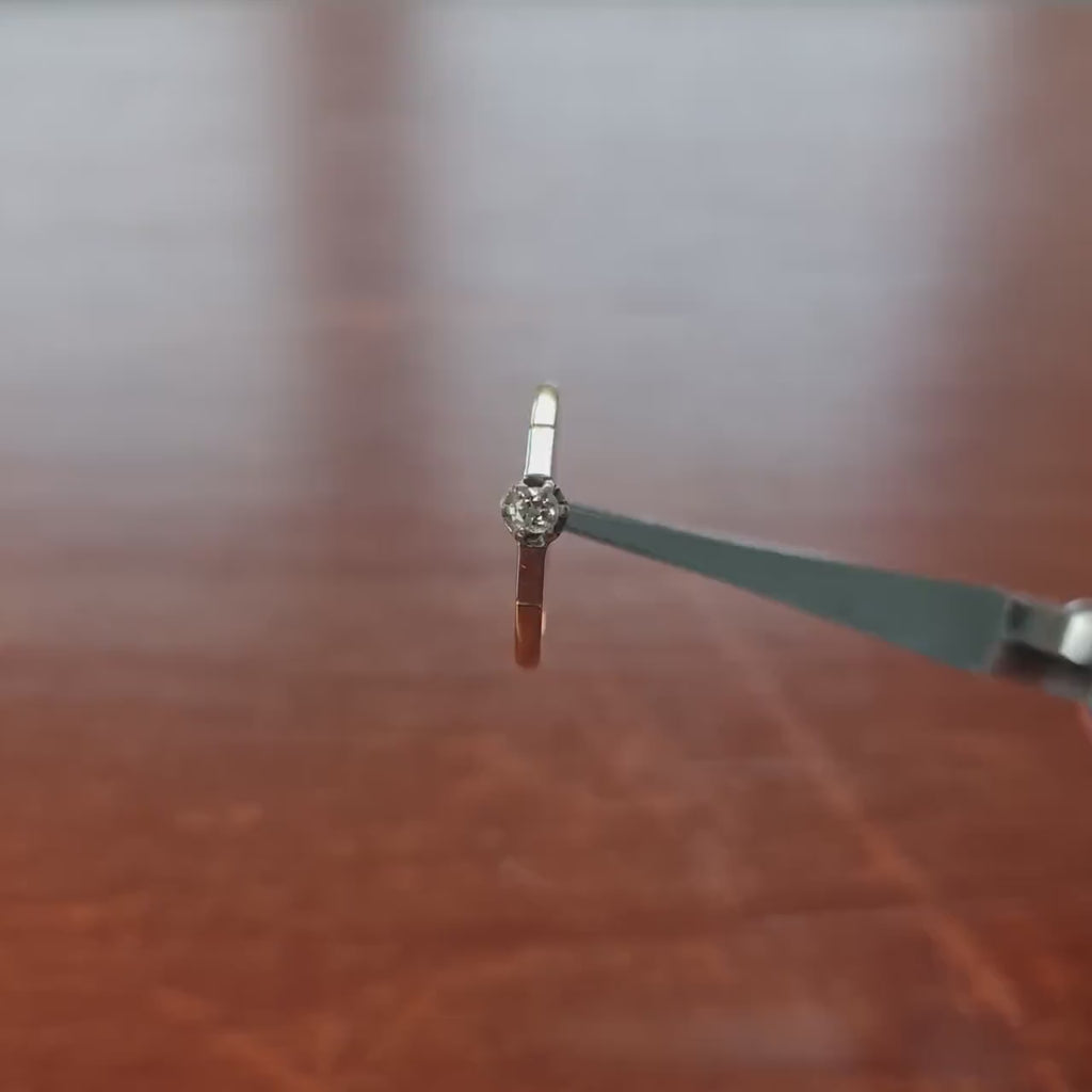 18Ct Gold Ring/Diamond Solitaire Ring with Platinum shoulders/Engagement Ring/Wedding Ring/Anniversary Ring/Vintage Antique RingUKsize R 1/2