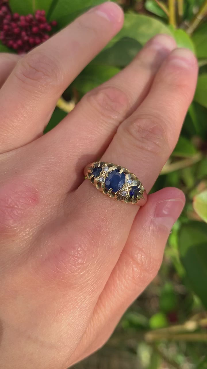 Vintage Sapphire & Diamond 18ct Gold Ring