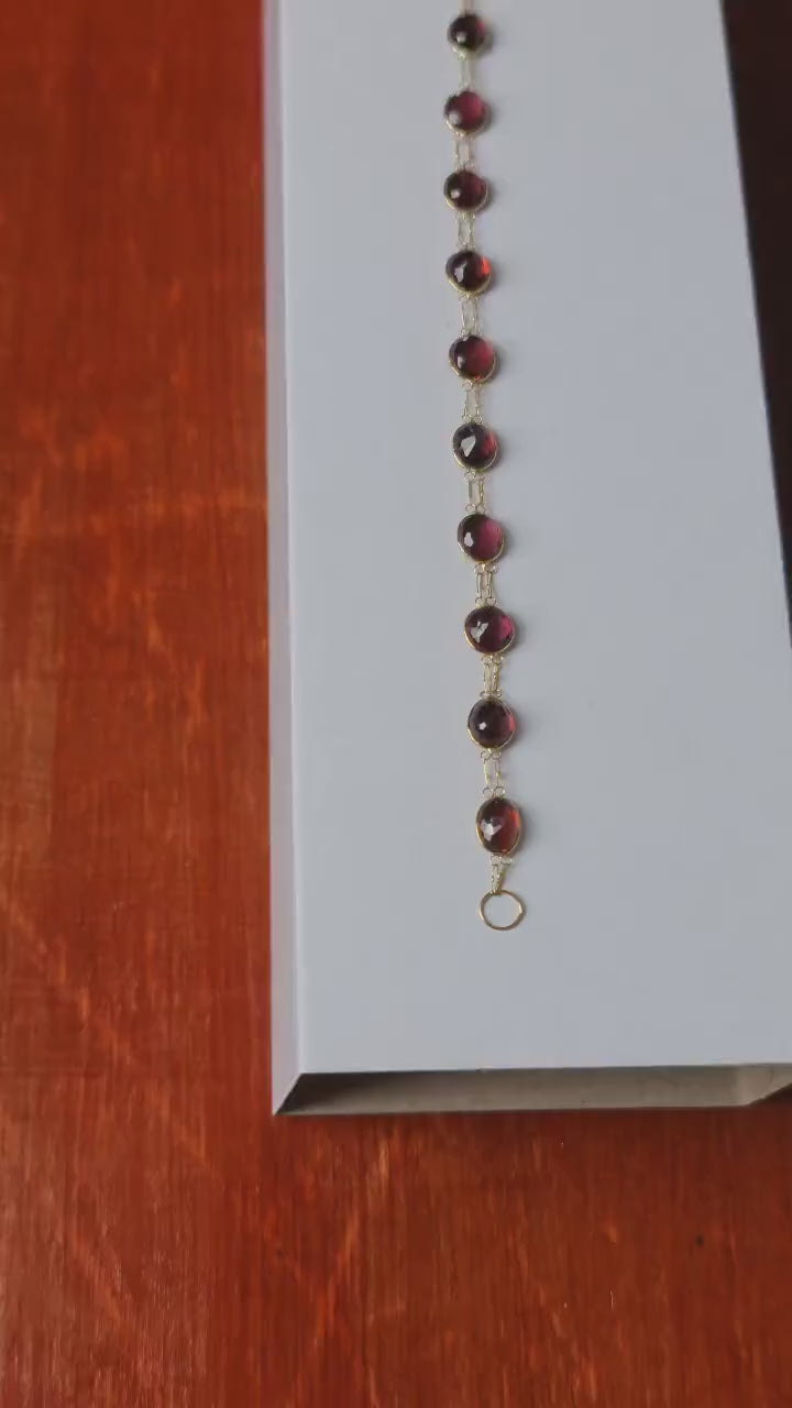 أسوارة من الذهب العقيق عيار 14، هدية لها، لون ياقوتي وبرتقالي