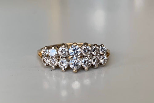 Anillo de circonio cúbico de oro macizo de 14 k, anillo de boda de compromiso, anillo de aniversario, regalo de cumpleaños para ella, tamaño Reino Unido N/EE.UU. 6 3/4