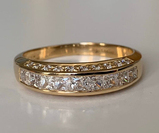 Anillo de compromiso de circonio cúbico de oro de 14k, anillo de boda, anillo de aniversario, regalo de cumpleaños para ella, tamaño Reino Unido S, EE.UU. 9 1/4