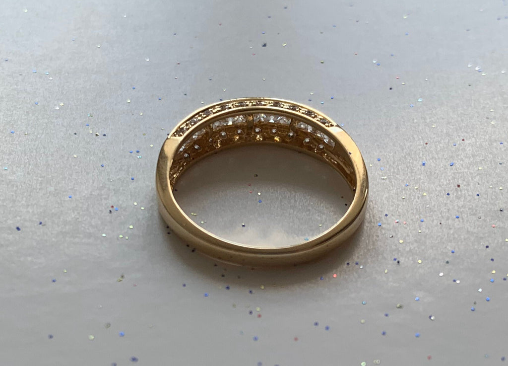 خاتم خطوبة من الذهب عيار 14 قيراط مكعب زركونيا، خاتم زفاف، خاتم الذكرى السنوية، هدية عيد ميلاد لها، مقاس المملكة المتحدة S، الولايات المتحدة 9 1/4