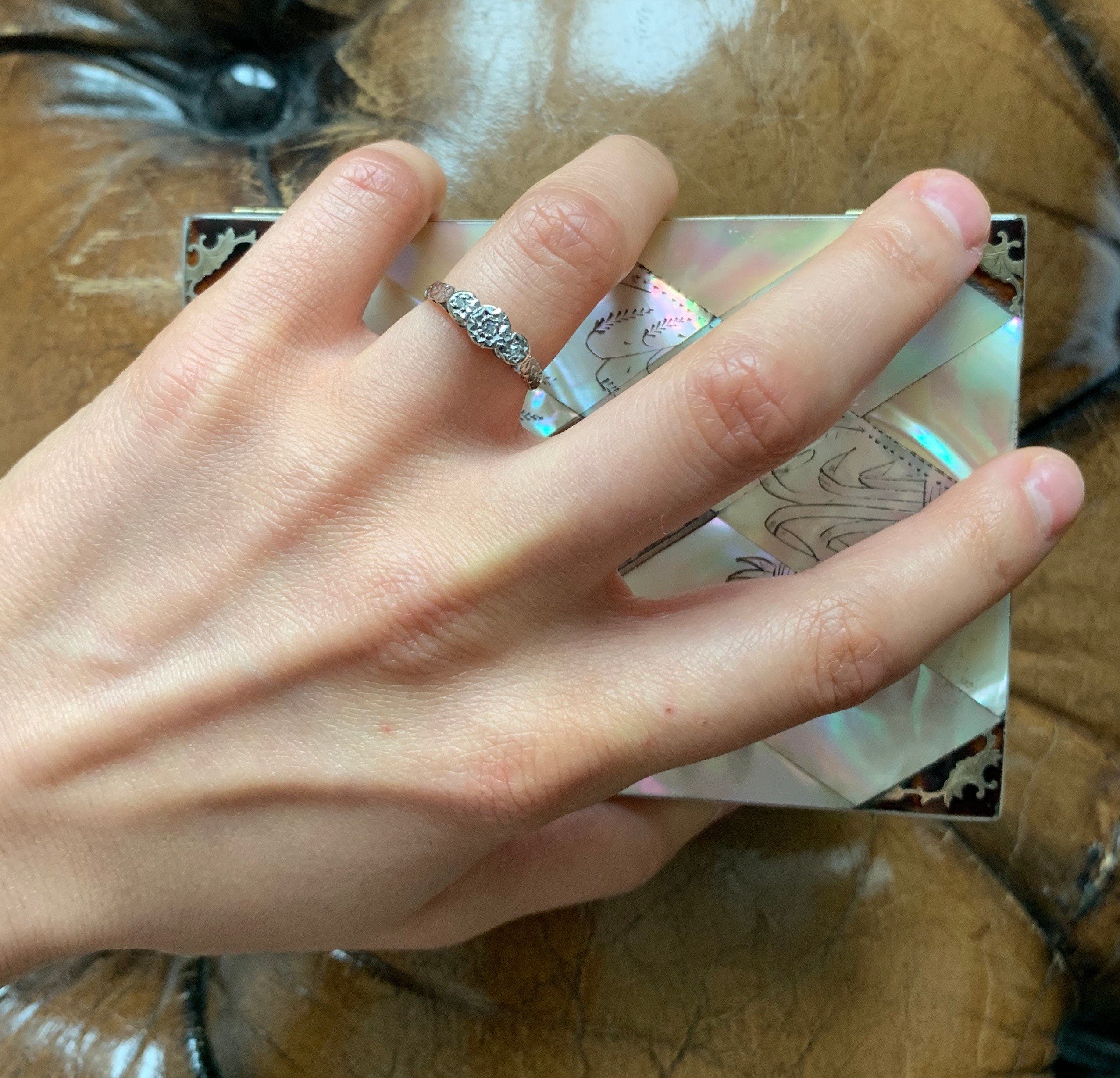 Aprox.0.025ct Anillo de oro de 18k con diamantes, Anillo de boda de compromiso, Anillo de aniversario, Regalo de cumpleaños para ella, Reino Unido G/ EE.UU. 3 1/4