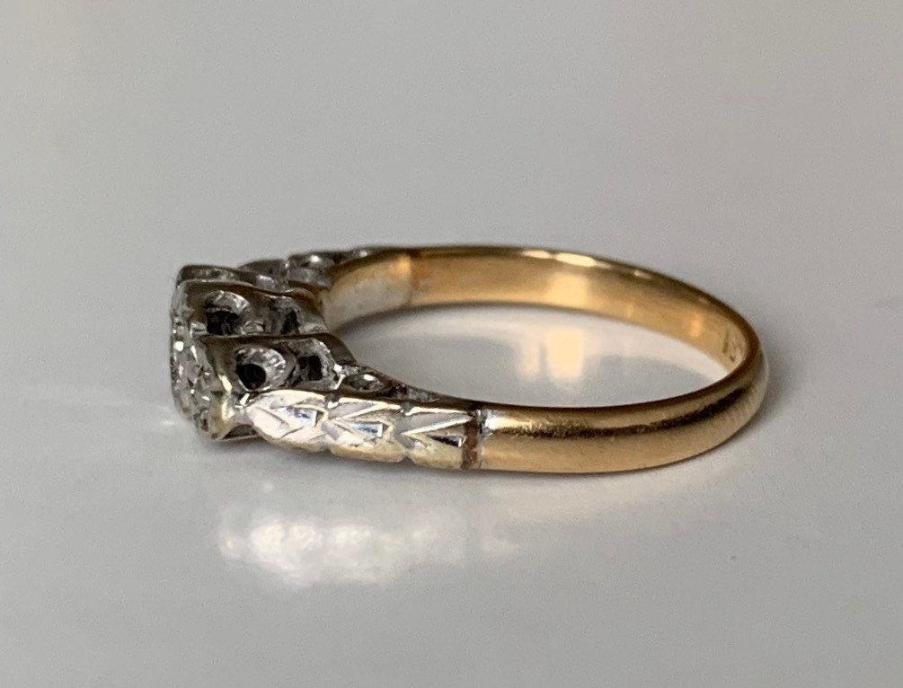 Approx.0.025ct Diamond 18k Gold Ring,Engagement Wedding Ring,Anniversary Ring,Birthday Gift for Her,UK G/ US 3 1/4