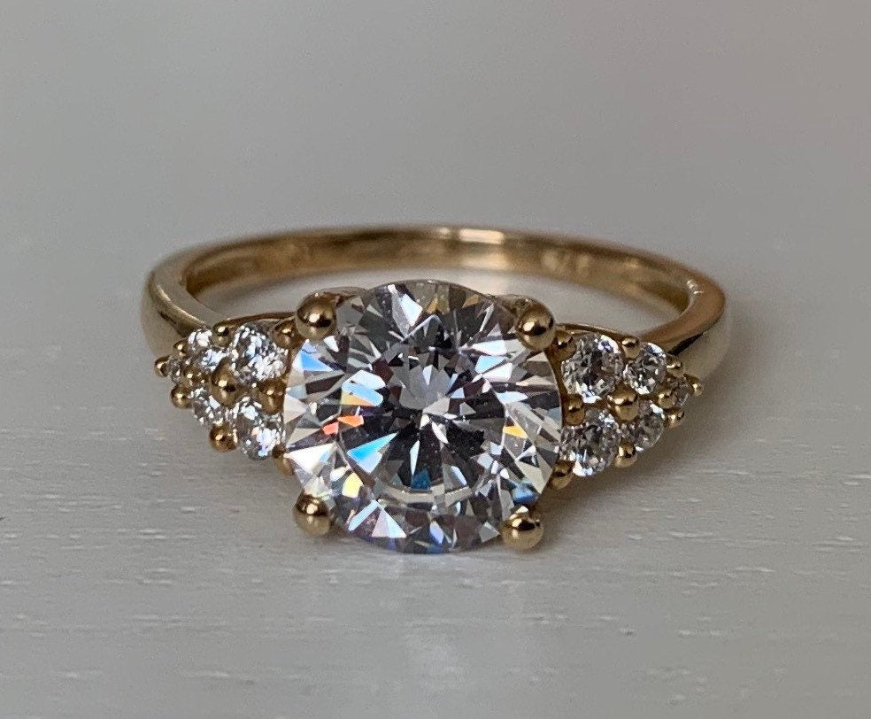 Approx. 2ct CZ Diamond 9k Gold Engagement Ring,Anniversary Bridal Wedding Gift,Birthday Gift For Her