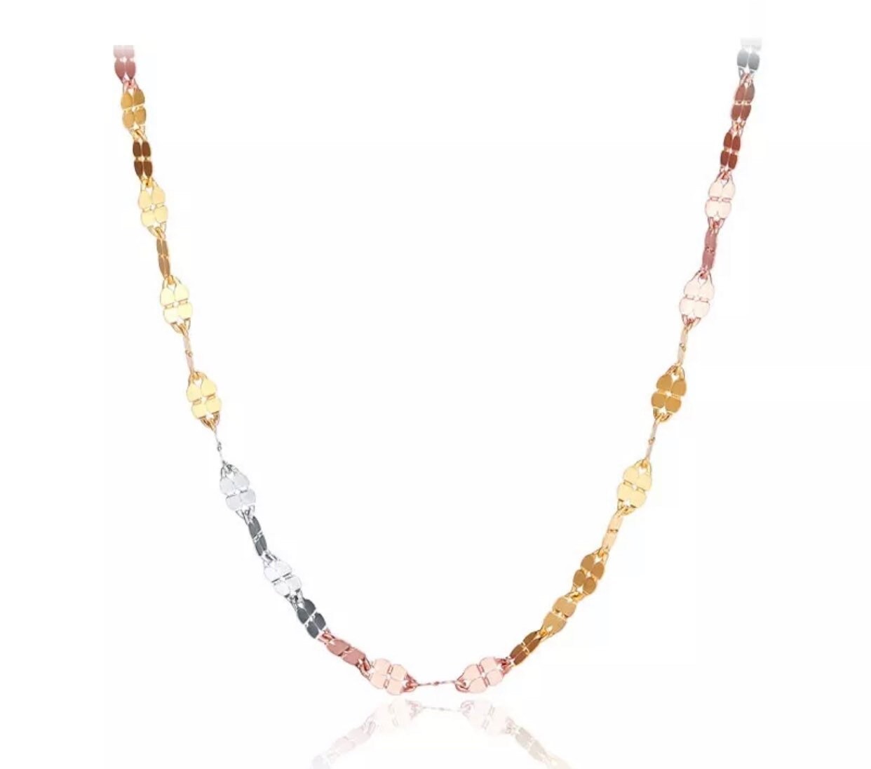 18ct Gold Multi-Tone Necklace,Engagement Wedding Anniversary Birthday Gift For Her