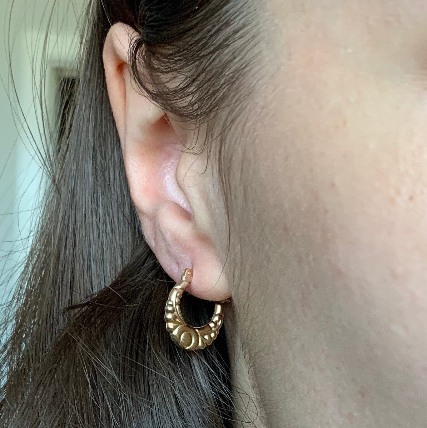 Vintage 9ct Gold Earrings,Ornamented Drop Earrings,Dangle Earrings,French Lock,Minimalist Style