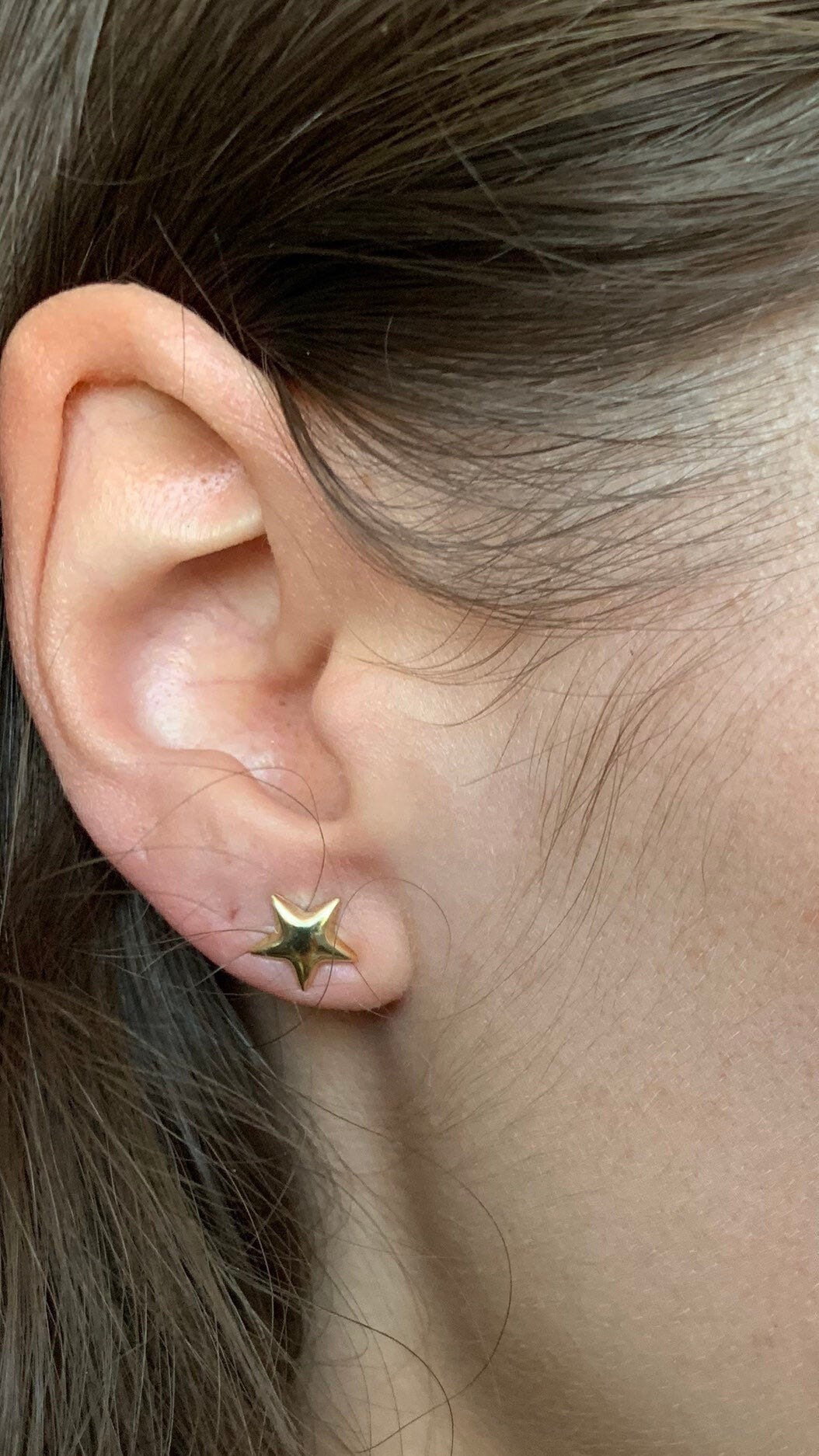 Vintage 9ct Yellow Gold Star Shaped Stud Earrings,Minimaist Style,Anniversary Birthday Gift For Her