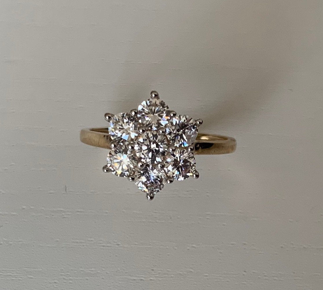 خاتم ذهب عيار 9 قيراط من الألماس (CZ) عيار 1.19 قيراط، هدية لعيد ميلاد الذكرى السنوية لحفل الزفاف والخطوبة لها