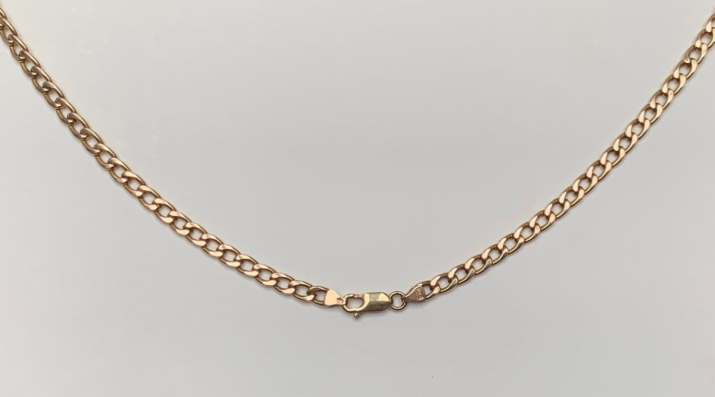 Vintage 9ct Solid Rose Gold 5mm Curb Chain Necklace,Anniversary Birthday Gift 46.5cm,8.05g