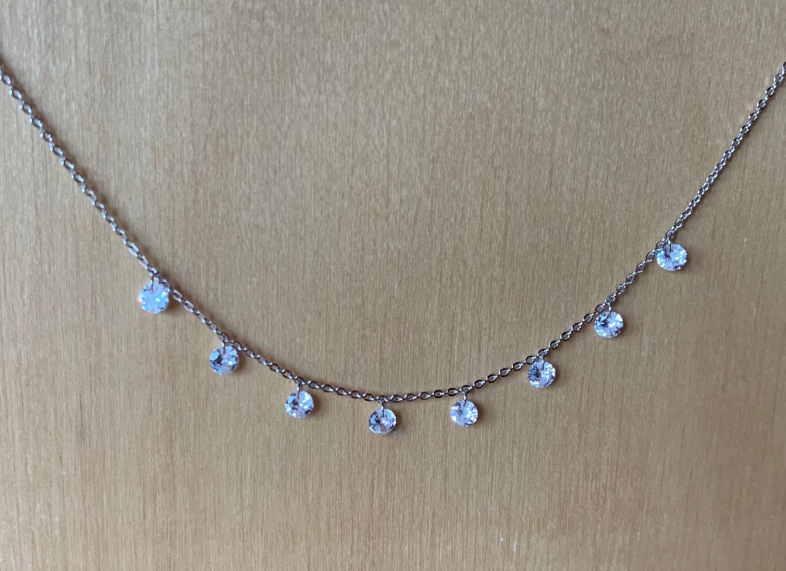 Collar de gota de diamante CZ, gargantilla colgante, estilo minimalista, collar nupcial