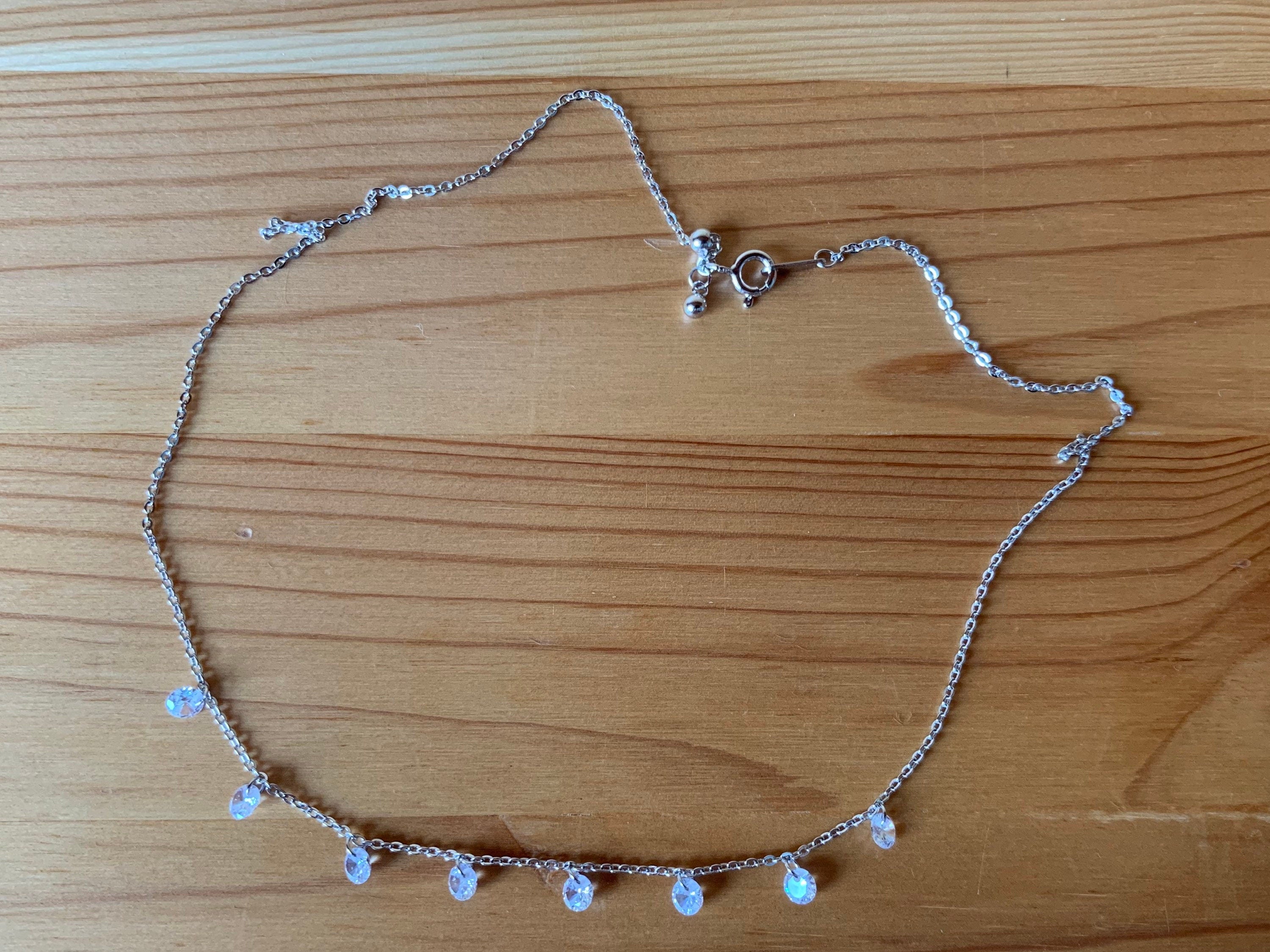 Collar de gota de diamante CZ, gargantilla colgante, estilo minimalista, collar nupcial