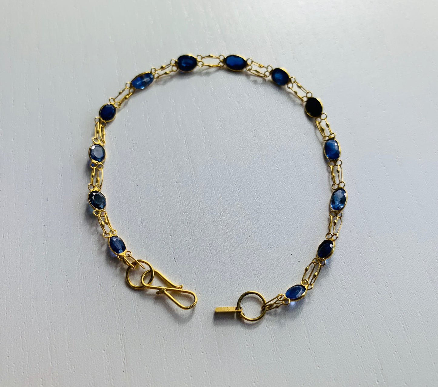 Approx.5ct Blue Sapphire 14ct Yellow Gold Fine Bracelet S Hook Clasp, September Birthstone/Anniversary Birthday Gift for her