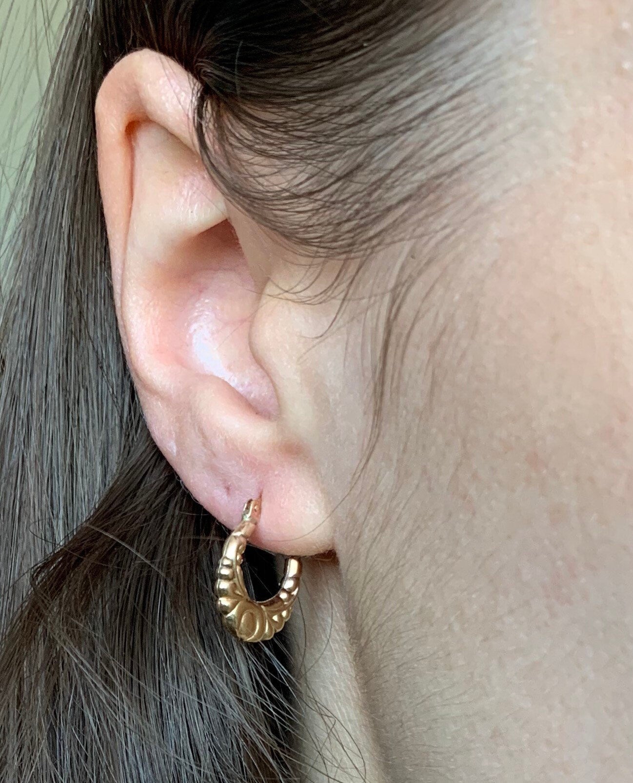 Vintage 9ct Gold Earrings,Ornamented Drop Earrings,Dangle Earrings,French Lock,Minimalist Style