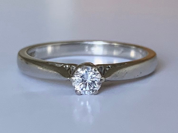 خاتم سوليتير ألماس عتيق 0.25 قيراط من البلاتين، هدية خطوبة، هدية زفاف، هدية الذكرى السنوية، هدية عيد ميلاد لها، مقاس N، 6 3/4