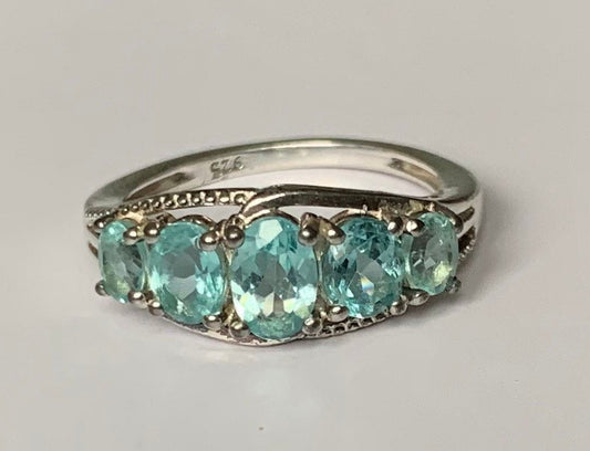 Vintage Sterling Silver Simulated Paraiba Tourmaline Ring,Engagement Anniversary Birthday Gift for her,Size UK L 1/2,US 6