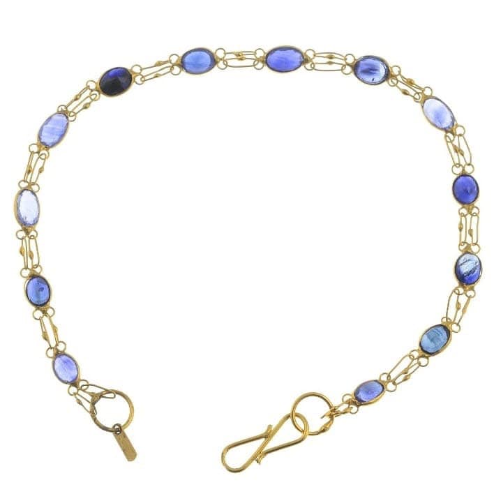 Approx.5ct Blue Sapphire 14ct Yellow Gold Fine Bracelet S Hook Clasp, September Birthstone/Anniversary Birthday Gift for her