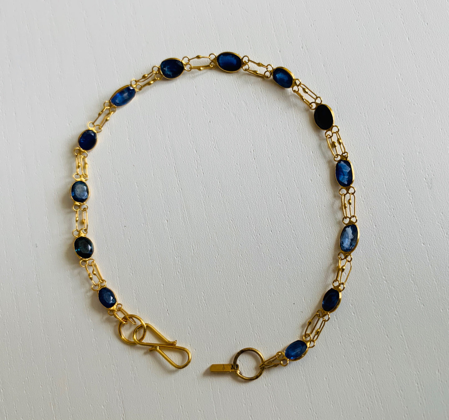 Approx.5ct Blue Sapphire 14ct Yellow Gold Fine Bracelet S Hook Clasp, September Birthstone/Anniversary Birthday Gift for her