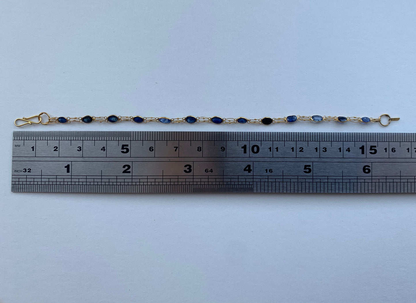 Approx.5ct Blue Sapphire 14ct Yellow Gold Fine Bracelet S Hook Clasp, September Birthstone/Anniversary Birthday Gift for her