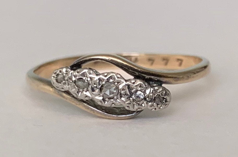 خاتم خطوبة ألماس عتيق من الذهب والبلاتين عيار 9 قيراط، خاتم الذكرى السنوية، هدية عيد ميلاد لها، مقاس UK U، US 10 1/4