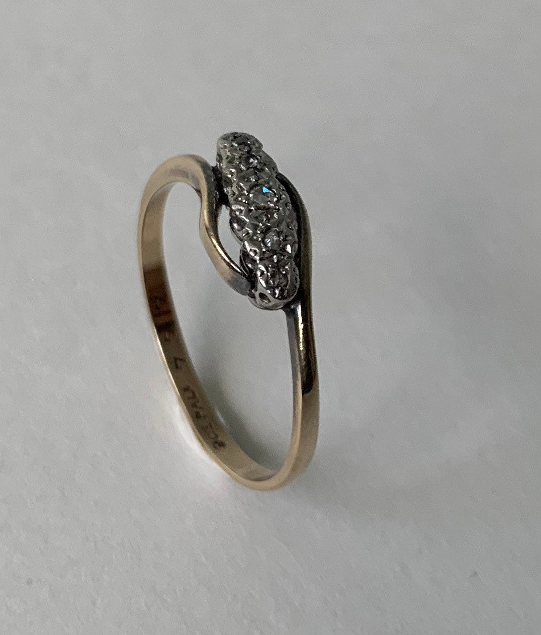 خاتم خطوبة ألماس عتيق من الذهب والبلاتين عيار 9 قيراط، خاتم الذكرى السنوية، هدية عيد ميلاد لها، مقاس UK U، US 10 1/4