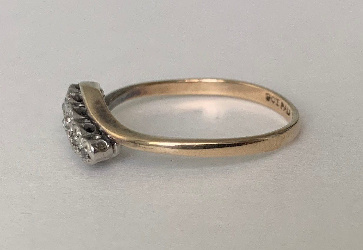 خاتم خطوبة ألماس عتيق من الذهب والبلاتين عيار 9 قيراط، خاتم الذكرى السنوية، هدية عيد ميلاد لها، مقاس UK U، US 10 1/4